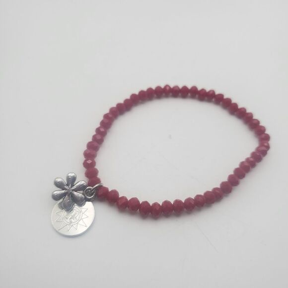 Flower sunshine hibiscus toned beaded bracelet‎ - Picture 1 of 2